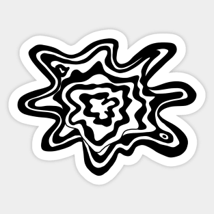 Topographic Contour Fluid Line Art Graphic Black on White Sticker